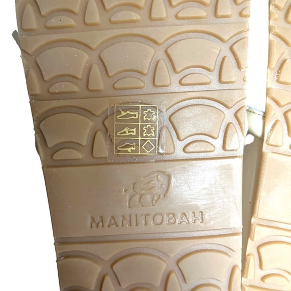 Manitobah Wasaga Fringe Slide US 10 Metallic Cream Turquoise Flower New - Picture 10 of 11